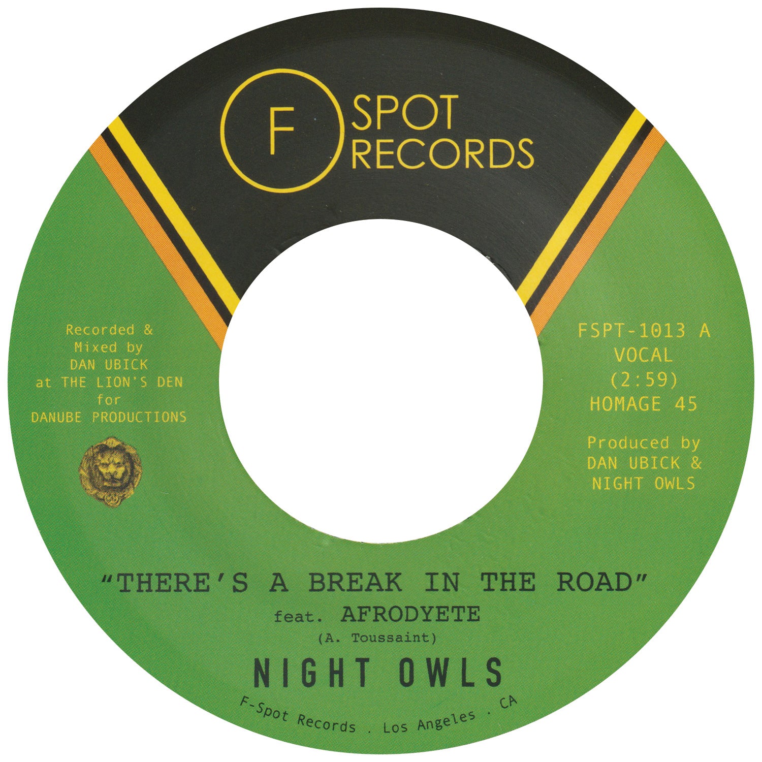NIGHT OWLS - There's A Break In The Road (feat. Afrodyete) b/w Inner City Blues (Make Me Wanna Holler) (feat. Terin Ector)